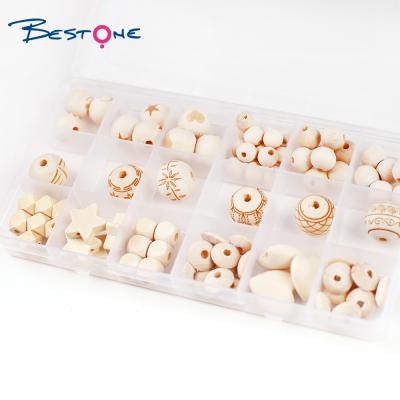 China E-Co Friendly Fashion Popular Bestone Multiple Shapes DIY Wooden Beads Set For Kid Jewelry Set for sale