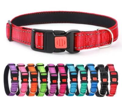 China Reflective Adjustable Reflective Dog Collar with safety lock, Soft Neoprene Padded Breathable Nylon Pet Collar for Small Medium Large dogs for sale