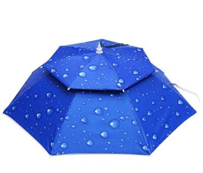 China Modern double layer wind proof hat umbrella outdoor fishing umbrella beach umbrella hat for sale