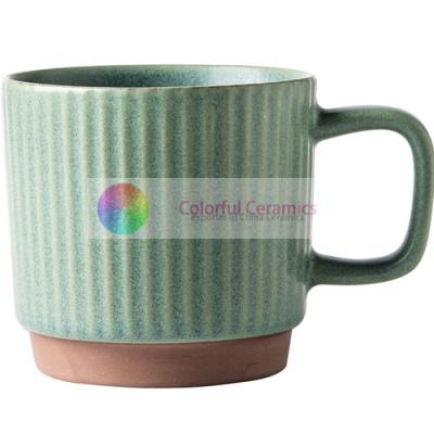 China Creative Custom Embossed Mugs Solid Color Corrugated Ceramic Coffee Cup for sale