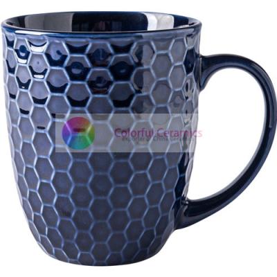 China European Style Embossed Coffee Mugs Lightweight 550ML Nest Grain Type for sale