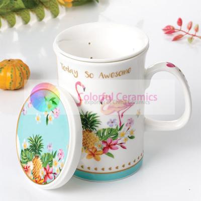 China ceramic coffee mug with lid 360ml coffee cups water mug drinking ware decal custom coffee mugs for sale