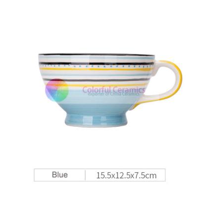 China 350ml Hand Painted Coffee Cups European Style Microwave Dishwasher Use for sale