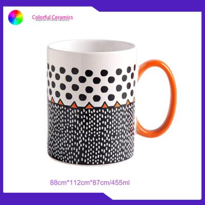 China Geometrical Logo Custom Ceramic Coffee Mugs Food Grade For Tea Milk for sale