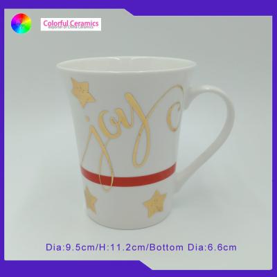 China Party New Bone China Mug White Wine Glass Pilaster With Gold Decal for sale