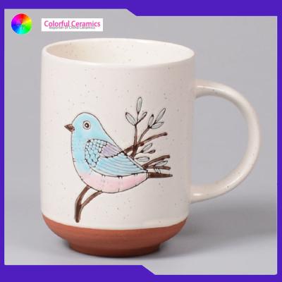 China Breakfast Milk Hand Painted Ceramic Coffee Mugs 490ML For Simple Life for sale