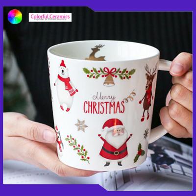 China Tazas de cerámica promocionales de la Navidad del gres de las tazas de café de las mercancías del desayuno en venta