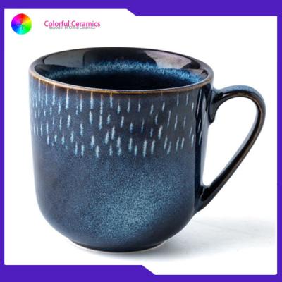 China Household Drinking Promotional Ceramic Coffee Mugs Blue Creative Glaze for sale