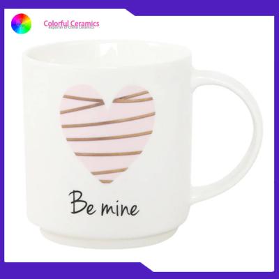 China Stackable Ceramic Coffee Mug Set 480ml Capacity Disherwasher Safe Customized Logo for sale