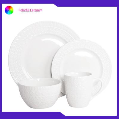 China Multi Size Custom Ceramic Dinner Set Engraved Coffee Mugs Steak Plate Dinner Plate for sale