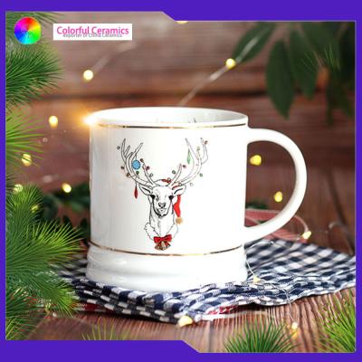 China Christmas Gift Ceramic Coffee Mugs Embossed Tableware Sets Personalised Lead Free for sale