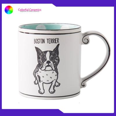 China Big Volume New Bone China Mug , Ceramic Coffee Mugs Dinnerware Set Hand Printed for sale