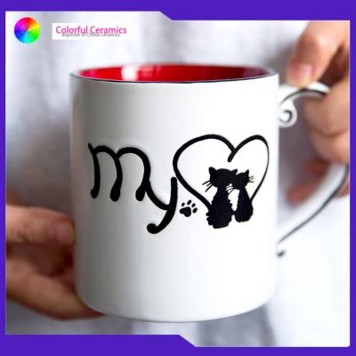 China Handprinted Bone China Coffee Cups 600ml Nordic Ceramic With Photo Printing for sale