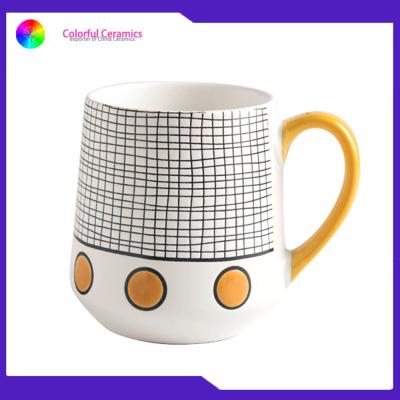 China Nordic Talbeware Set Custom Ceramic Coffee Mugs , Ceramic Handprinted Cups 340ml for sale