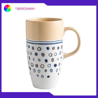 China Nordic Ceramic Handmade Stoneware Mugs Big Volume Handprinted Stoneware Durable for sale