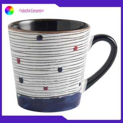 China Kaffeetasse-handbedruckte Logo-Niedrigwasser-Absorption des Steingut-400ml handgemalte zu verkaufen