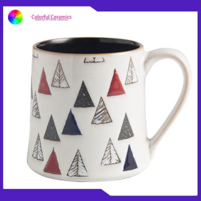 China De Kerstmishand schilderde de Ceramische Brandkast van de het Embleem400ml Microgolf van Koffiemokken Handprinted Te koop