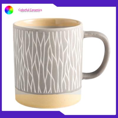 China Personalized Screen Printing Silkscreen Coffee Mugs Stoneware Breakfast Milk Cup for sale