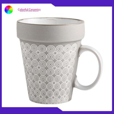 China Nordic Style Screen Printed Ceramic Coffee Mug Breakfast Cutlery 485ml Cups for sale