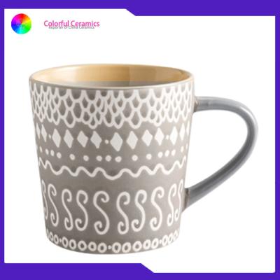 China Silkscreen Printed Cearmic Coffee Mugs Stoneware Tableware Mug Set Eco Friendly for sale