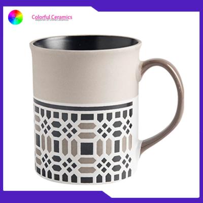 China Vintage Style Ceramic Travel Coffee Mugs Silkscreen Food Safe Temperature Extremes for sale