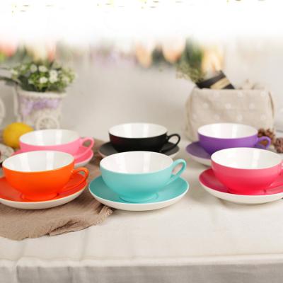 China Household Simple Ceramic Coffee Mug Set Saucer Soup Suit Low Water Absorption for sale