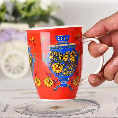 China Custom Logo Drum Cup Ceramic Travel Coffee Mugs Advertising Promotional Gifts for sale