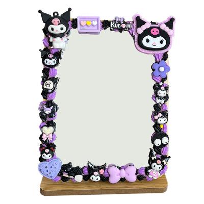 China New Design Eco-friendly Cartoon Correction Custom Women's Foldable Wooden Makeup Mirror for sale