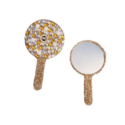 China Personalized Handheld Mirror Diamond Mirror New Beauty Tool Wholesale Custom Mirror Tattoo Salon Handle Handheld Mirror for sale