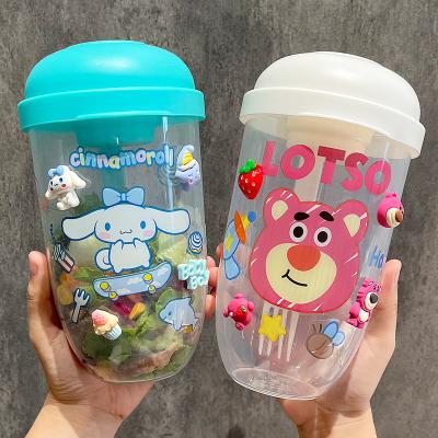 China Food Grade Coutom Safe Disposable Airtight Plastic Food Storage Fruit Salad Cup Cereal Containers For Yogurt With Fork Salad Dressing for sale