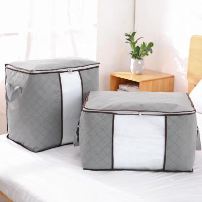 China Large Capacity Folding Clothes Storage Bag Cover Bags With Reinforced Thick Handle Fabric For Comforters for sale