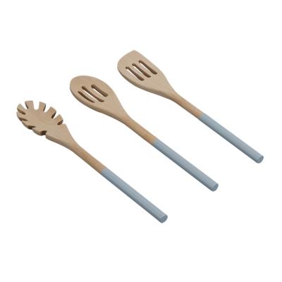 China Sustainable Cookware Tool Non Stick Wooden Spoons Cookware Set With Paint Handle for sale