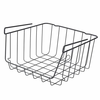 China Stored Under Shelf Metal Wire Storage Basket Stackable Hanging Hanging Basket For Wardrobe for sale