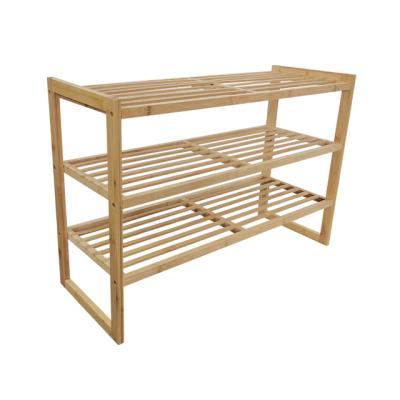 China Bamboo Shoe Rack Storage (Other) 3 Tier Adjustable Freestanding Shoe Rack For Entryway for sale