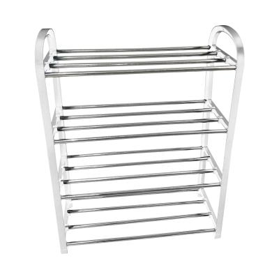 China (Others) Adjustable Easy Assembling Portable 4-Tier Stainless Steel Shoes Rack Metal Folding Shoe Rack for sale