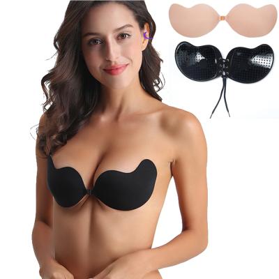 China Strapless Ladies Antibacterial Adhesive Bra Invisible Lingerie Push Up Bra for sale