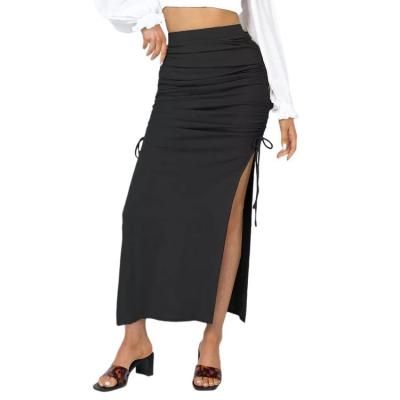 China High 2 Buyers Brand New High Slit Pleated Solid Waist Long Bodycon Maxi Skirt Wmen OEM ODM Low Price for sale