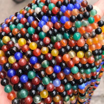 China Multicolor Stone Agate Beads Colorful Agate Round Gemstone Beads For Jewelry Making 15inch Beads for sale