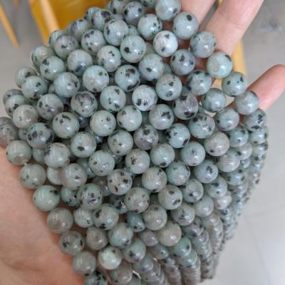 China Natural Sesame Kiwi Jaspers Round Loose Stone Beads Jewelry 4 6 8 10 12mmFor Making DIY Fashion Women Bracelet Necklace for sale