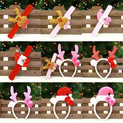 China Plastic Cloth Amazon Christmas Applause Circle Decor Set Wholesale Price Christmas Headband Snowman Elk Horn For Women Girls Gift for sale