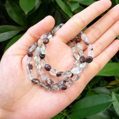 China FASHIONABLE Natural Green Phantom Quartz Nugget 6-8mm Freeform Beads Stretch Bracelets For Men Women Gifts for sale