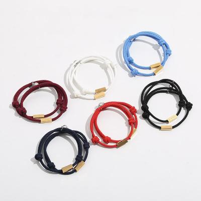 China FASHIONABLE Custom Name Stainless Steel Couples Friendship Rope Bracelet Charm Bracelets Jewelry for sale