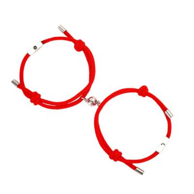 China 2021 New Design FASHIONABLE Crystal Beads Bracelet Couples Friendship Rope Bracelet Magnetic Charm Set Bracelet for sale