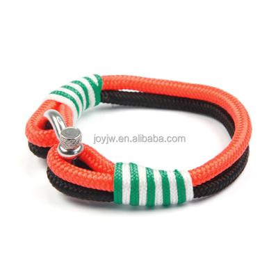 China 2017 Men's Bracelet Bangle Men's Bracelet Nautical Colorful Saling Beads Stainless Steel Rope Shackle Bracelet for sale