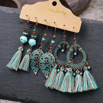 China BOHEMIA 2021 Trend Tassel Stainless Steel Gold Circle Hoop Earrings Women Bohemian Gold Plated for sale