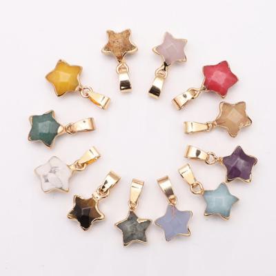 China Romantic Natural Stone Gold Star Moon Jade Nafor Healing Stone Raw Crystal Quartz Crystal Necklaces For Women for sale