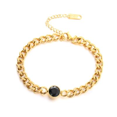 China Punk Europe and America exaggerated bracelet black round female thick chain brand titanium steel for sale