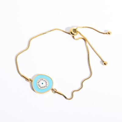 China Euramerican Small Casual / Sporty Numerous Color Drops Adjustable Oil Tic Bracelet Demon Eye Pendant for sale