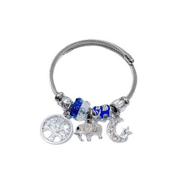 China European and American Korean beaded tree version bracelet Starmoon stainless steel wire small elephant casual/sports crystal bracelet for sale