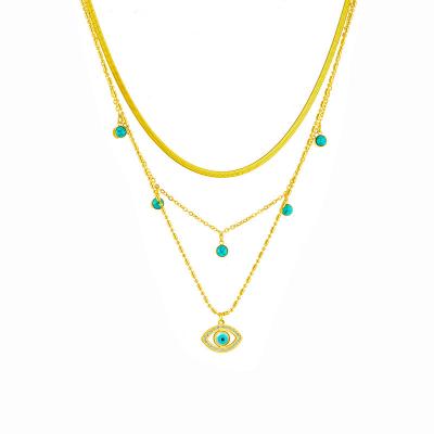 China Turquoise Diamond-Inlaid Blue Eyes Pendant Necklace for sale